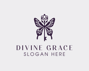 Elegant Butterfly Key Wing logo design