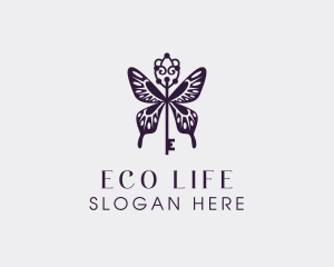 Elegant Butterfly Key Wing logo design