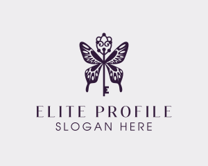 Elegant Butterfly Key Wing logo design