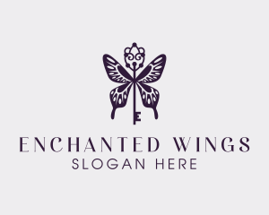 Elegant Butterfly Key Wing logo design