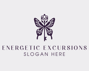 Elegant Butterfly Key Wing logo design