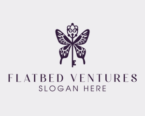 Elegant Butterfly Key Wing logo design