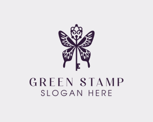 Elegant Butterfly Key Wing logo design