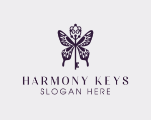 Elegant Butterfly Key Wing logo design