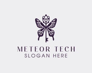 Elegant Butterfly Key Wing logo design