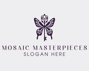 Elegant Butterfly Key Wing logo design