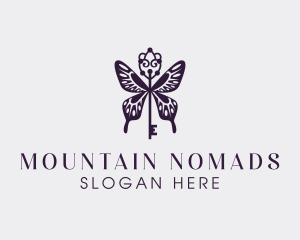 Elegant Butterfly Key Wing logo design