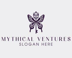 Elegant Butterfly Key Wing logo design