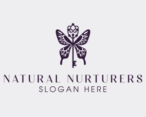 Elegant Butterfly Key Wing logo design