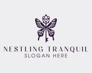 Elegant Butterfly Key Wing logo design