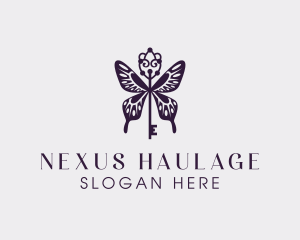 Elegant Butterfly Key Wing logo design