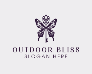 Elegant Butterfly Key Wing logo design