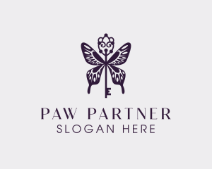 Elegant Butterfly Key Wing logo design