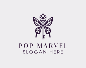 Elegant Butterfly Key Wing logo design