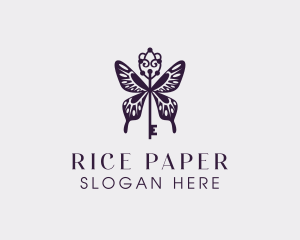 Elegant Butterfly Key Wing logo design