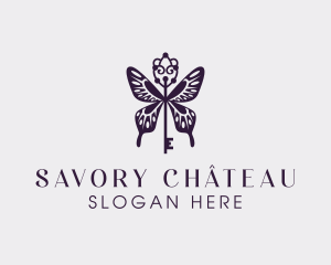 Elegant Butterfly Key Wing logo design