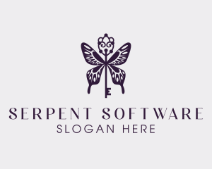 Elegant Butterfly Key Wing logo design