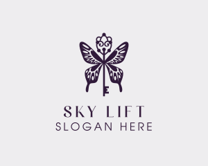 Elegant Butterfly Key Wing logo design