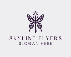 Elegant Butterfly Key Wing logo design