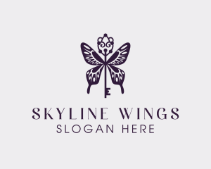 Elegant Butterfly Key Wing logo design