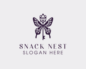 Elegant Butterfly Key Wing logo design