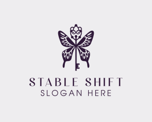 Elegant Butterfly Key Wing logo design