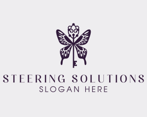 Elegant Butterfly Key Wing logo design