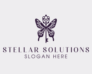 Elegant Butterfly Key Wing logo design