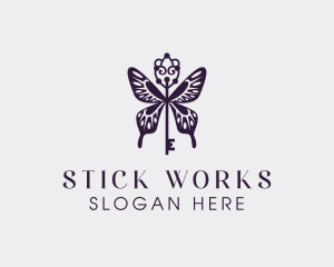 Elegant Butterfly Key Wing logo design