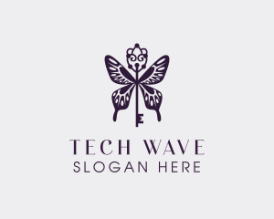 Elegant Butterfly Key Wing logo design