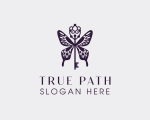 Elegant Butterfly Key Wing logo design