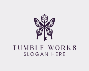 Elegant Butterfly Key Wing logo design