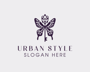 Elegant Butterfly Key Wing logo design