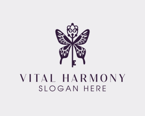 Elegant Butterfly Key Wing logo design