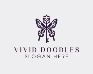 Elegant Butterfly Key Wing logo design