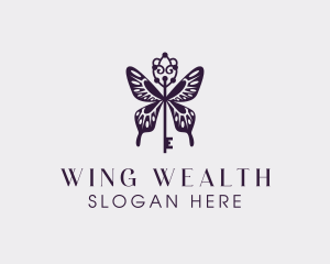 Elegant Butterfly Key Wing logo design