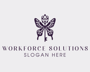 Elegant Butterfly Key Wing logo design