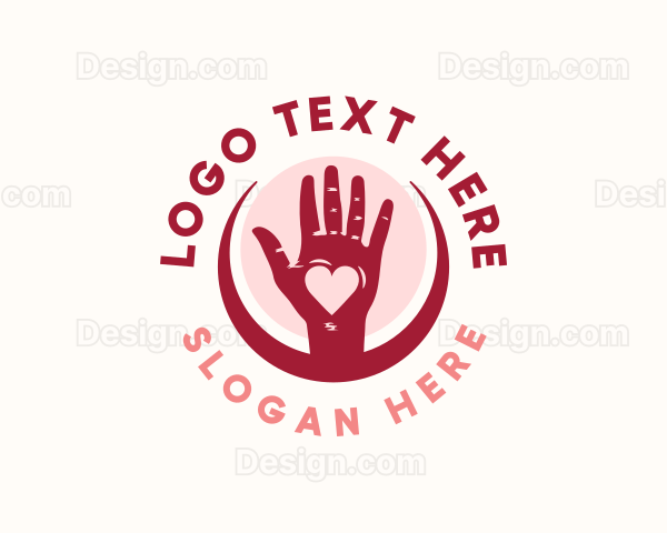 Hand Heart Emblem Logo