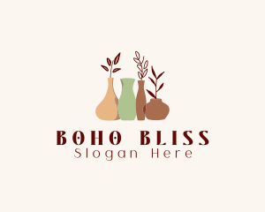 Boho Clay Ceramics Vase logo design