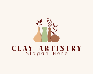 Boho Clay Ceramics Vase logo design