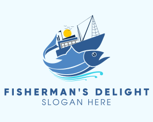 Fisherman Fishing Vessel logo design