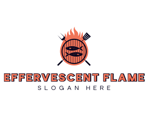 Barbecue Fish Flame Grill logo design