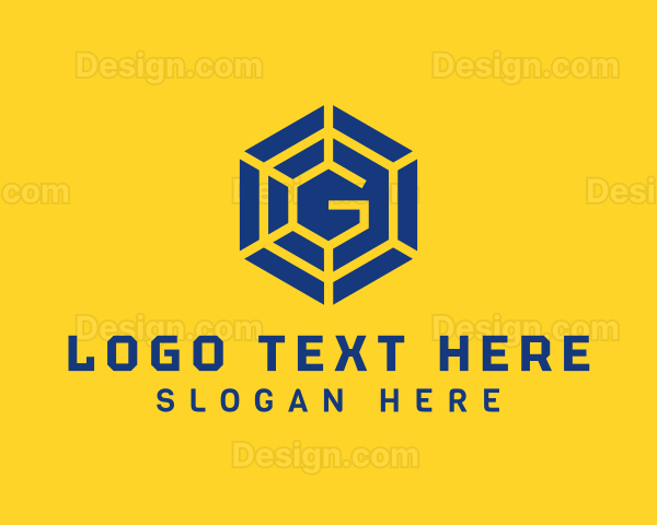 Blue Hexagon  Letter G Logo