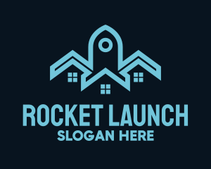 Blue Rocket Launch Village logo design