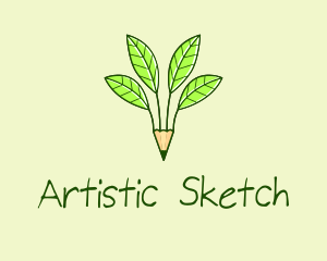 Pencil Plant Seedling logo design