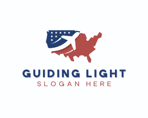 Patriotic Plane Map logo design