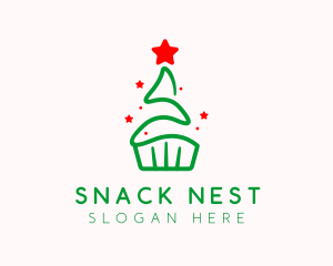 Christmas Tree Cupcake logo design