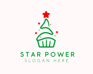 Christmas Tree Cupcake logo design