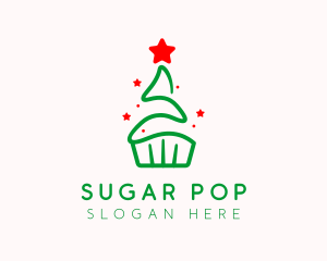 Christmas Tree Cupcake logo design