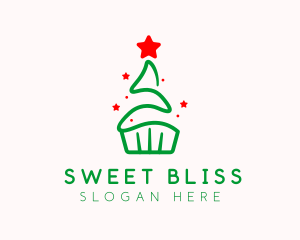 Christmas Tree Cupcake logo design